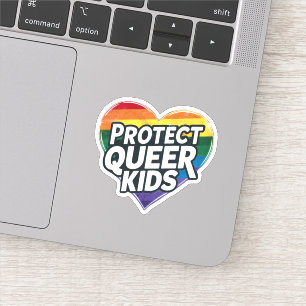 Pegatina  Protege a los niños queer Corazón de arcoíris Org