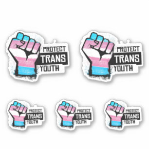 Pegatina Proteger a la Juventud Trans - Puño Orgulloso