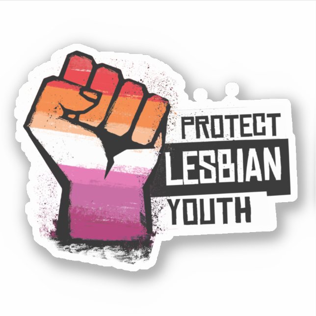 Pegatina Proteger a los jóvenes lesbianas (Anverso)