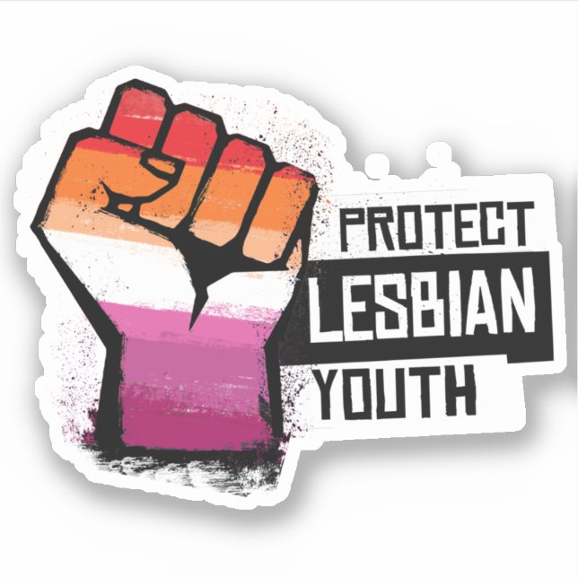 Pegatina Proteger a los jóvenes lesbianas (Anverso)