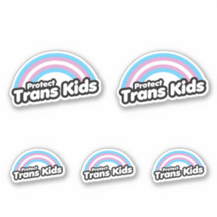 Pegatina Proteger a los niños trans - Arcoíris