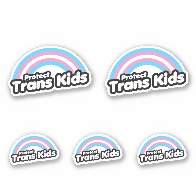 Pegatina Proteger a los niños trans - Arcoíris (Anverso)