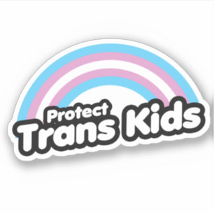 Pegatina Proteger a los niños trans - Arcoíris