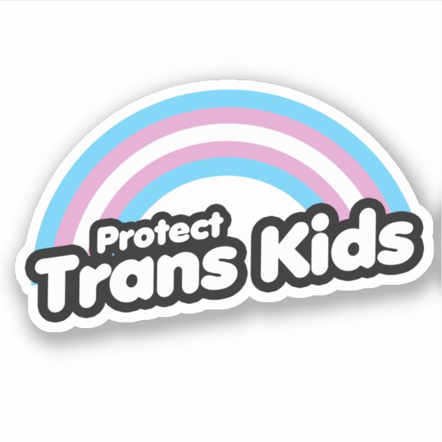 Pegatina Proteger a los niños trans - Arcoíris (Anverso)