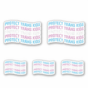 Pegatina Proteger a los niños trans - Ola de bandera trans