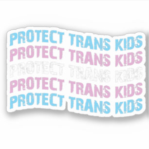 Pegatina Proteger a los niños trans - Ola de bandera trans