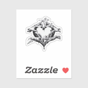 Pegatina Proteger El Corazón - Corazón De Mano De Esqueleto