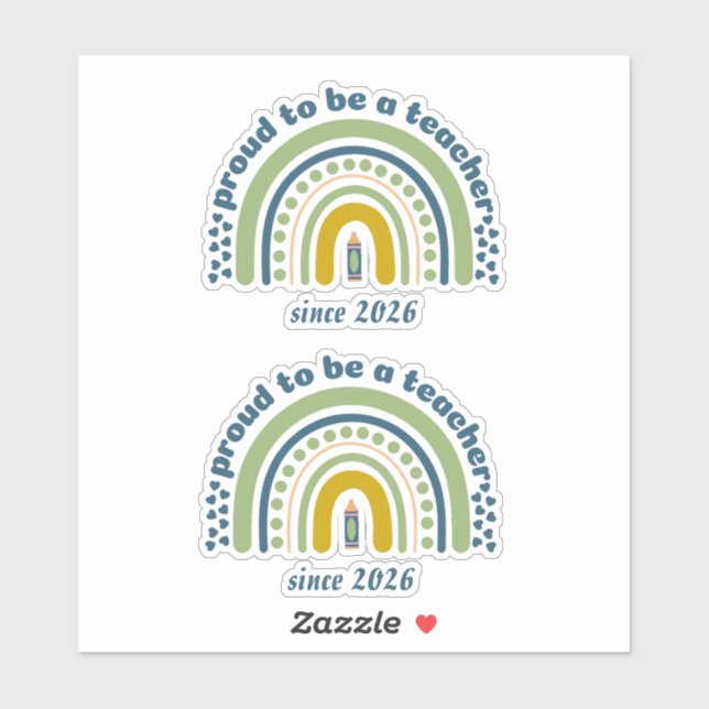 Pegatina Proud To Be a Teacher Retro Blue Green (Hoja)