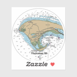 Pegatina Provincetown MA Cape Cod Chart
