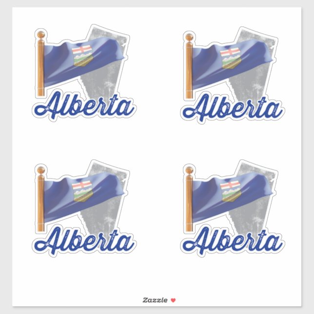 Pegatina Provincia de Alberta y Bandera (Hoja)