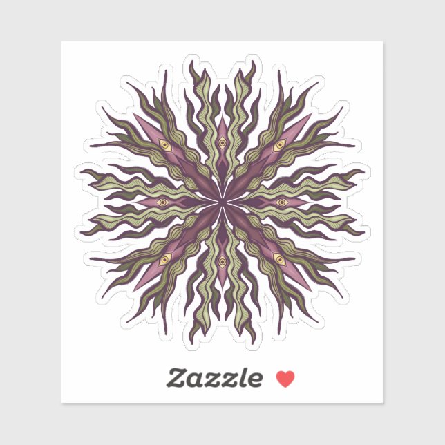 Pegatina Psychedelic Eye Plant - Surreal Botanical Mandala (Hoja)