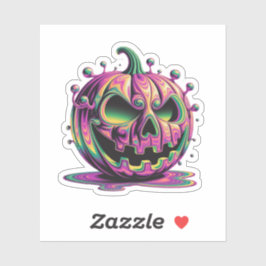 Pegatina Psychedelic Grumpy Pumpkin Halloween Sticker