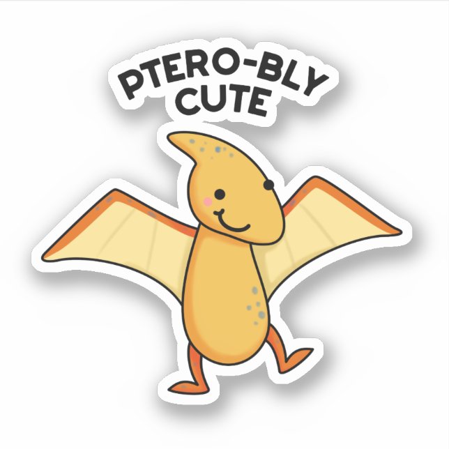 Pegatina Pterobobly Cute Funny Dinosaur Pterodactyl Pun (Anverso)