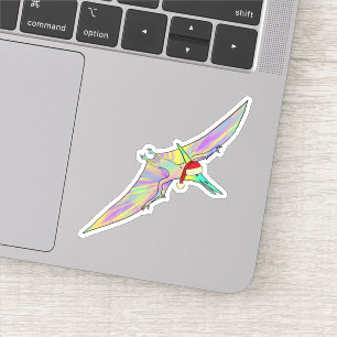 Pegatina Pterodáctilo festivo Dinosaurio de Navidad colorid