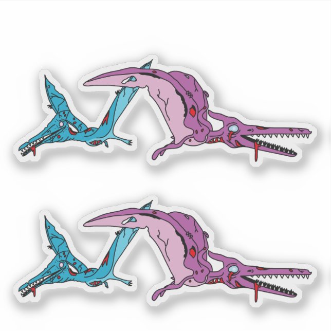 Pegatina Pterodáctilos zombies (Anverso)