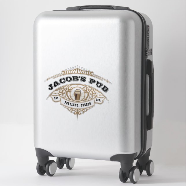 Pegatina Pub irlandés personalizado extra grande transparen (Maleta)