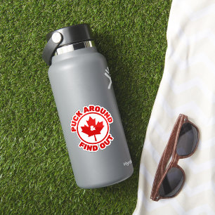 Pegatina Puck Around & Descubre Hoja de Arce Canadiense