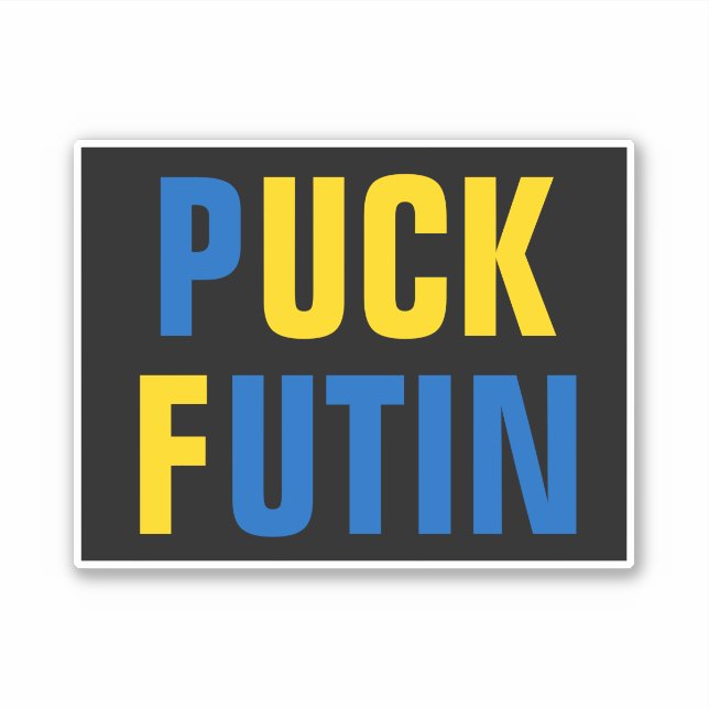 Pegatina Puck Futin Ucrania apoya a Ucrania (Anverso)
