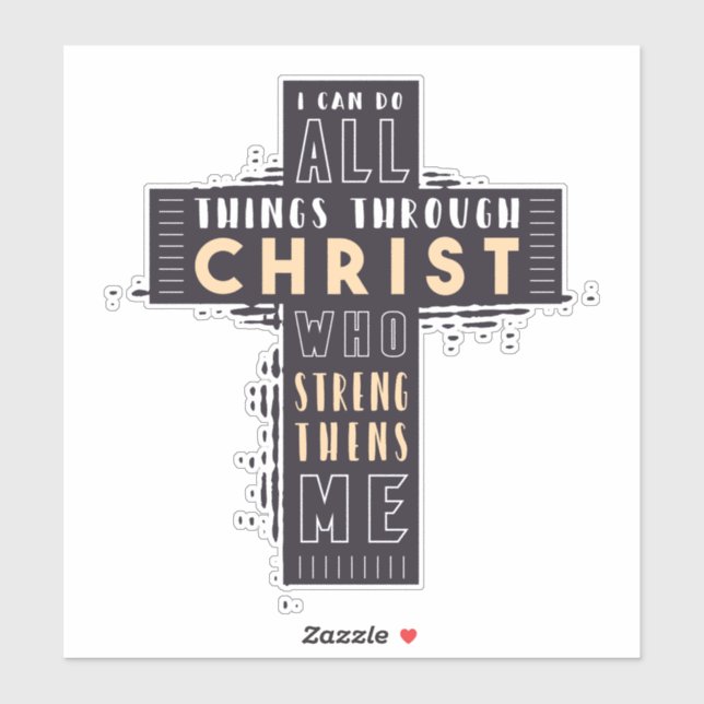 Pegatina Puedo Hacer Todas Las Cosas A Través De Jesucristo (Hoja)