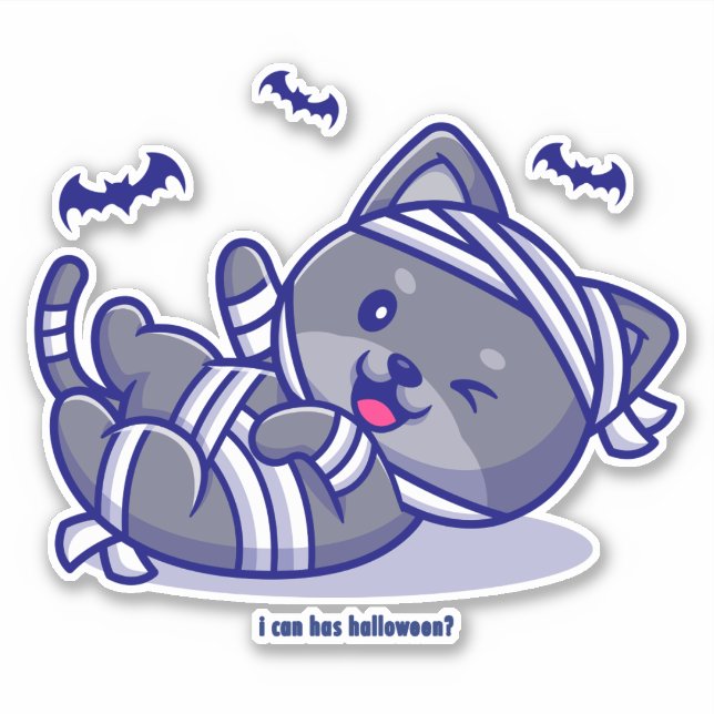 Pegatina ¿Puedo tener Halloween? (Anverso)