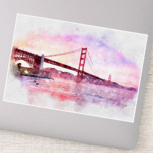 Pegatina Puente Golden Gate al atardecer Pastel en San Fran