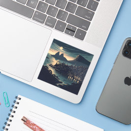 Pegatina Puerto a la luz de la luna