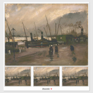 Pegatina Puerto de pescadores de Ámsterdam tormenta de Vinc