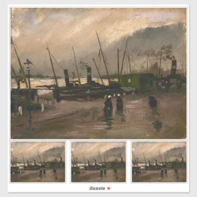 Pegatina Puerto de pescadores de Ámsterdam tormenta de Vinc (Hoja)