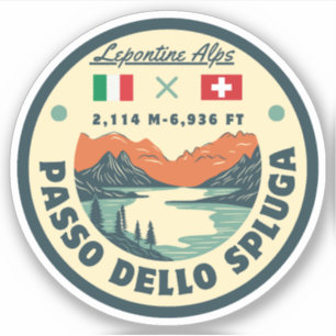 Pegatina Puerto de Splugen montaña Alpes Lepontinos italian