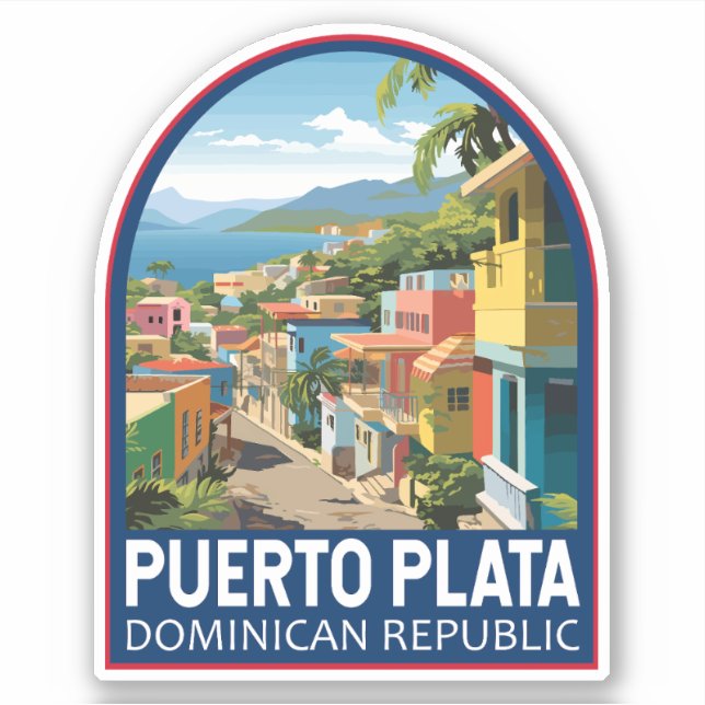 Pegatina Puerto Plata República Dominicana Viaje de arte (Anverso)