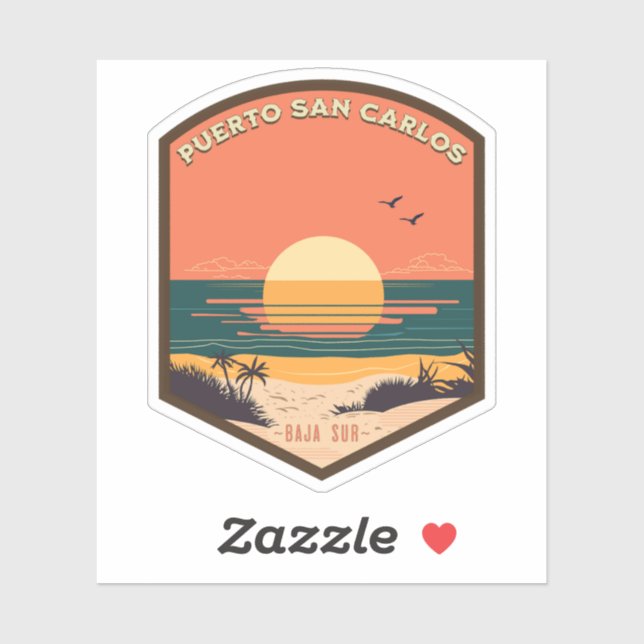 Pegatina Puerto San Carlos Baja California Sur México RV (Hoja)