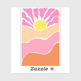 Pegatina Puesta de sol boho rosa pálido y naranja