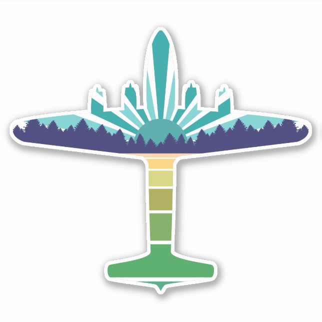 Pegatina puesta de sol de la línea aérea dc 6 (Anverso)