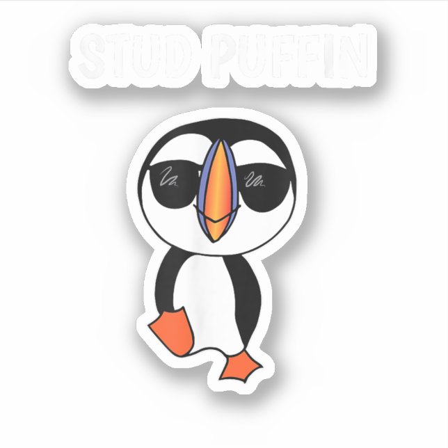Pegatina Puffin Suelto Pájaro Divertido (Anverso)