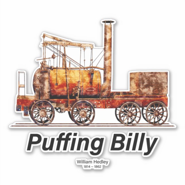 Pegatina Puffing Billy Steam Train English Locomotive (Anverso)