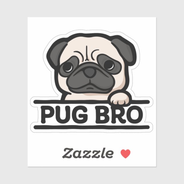 Pegatina PUG BRO – Funny & Cute Pug Lover Gift (Hoja)