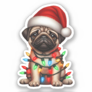 Pegatina Pug de los Navidades de Cute