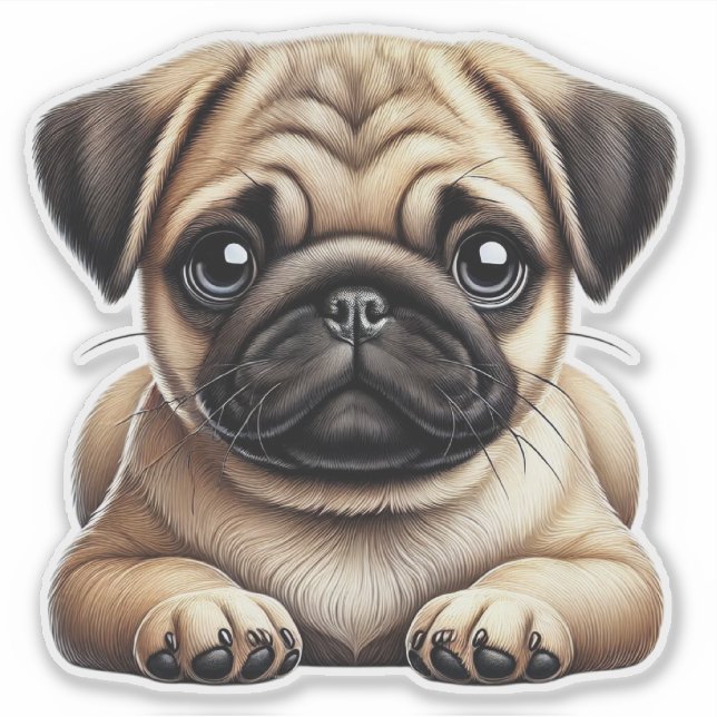 Pegatina Pug Puppy (Anverso)
