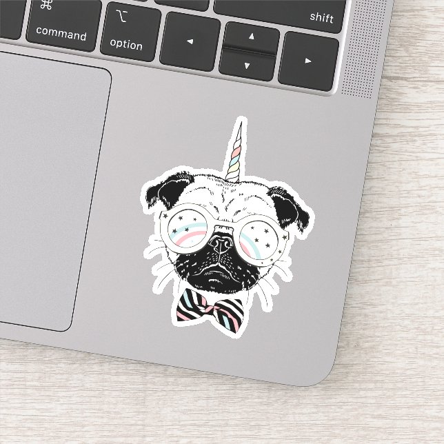 Pegatina Pug Unicorn | Ser único (Detalle)