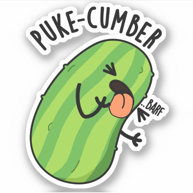 Pegatina Puke-cumber Funny Cucumber Pun (Anverso)