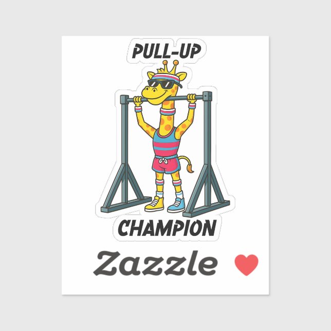 Pegatina Pull-Up Champion – Funny Giraffe Workout Design (Hoja)
