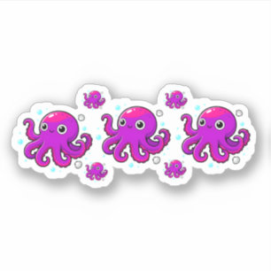 Pegatina Pulpito de dibujos animados morado lindo animal ma