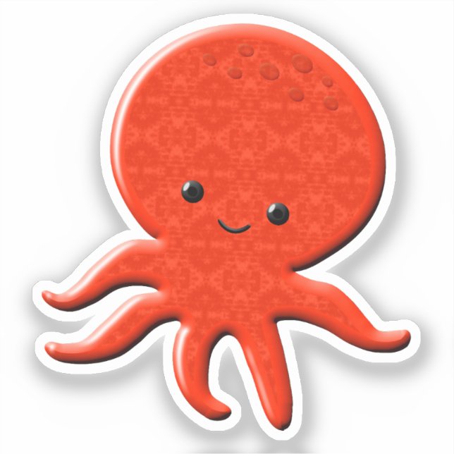 Pegatina Pulpo Rojo Adorable (Anverso)