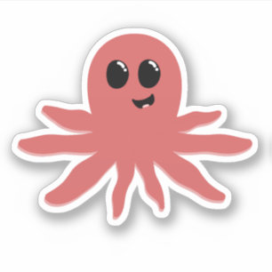 Pegatina Pulpo rosado feliz