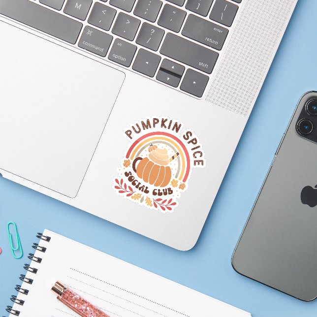 Pegatina Pumpkin Spice Social Club – Cute Fall PSL  (Ordenado portátil con iPhone)