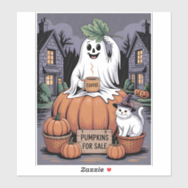 Pegatina Pumpkins For Sale & Caffeine Ghost-Cat V2 Stickers