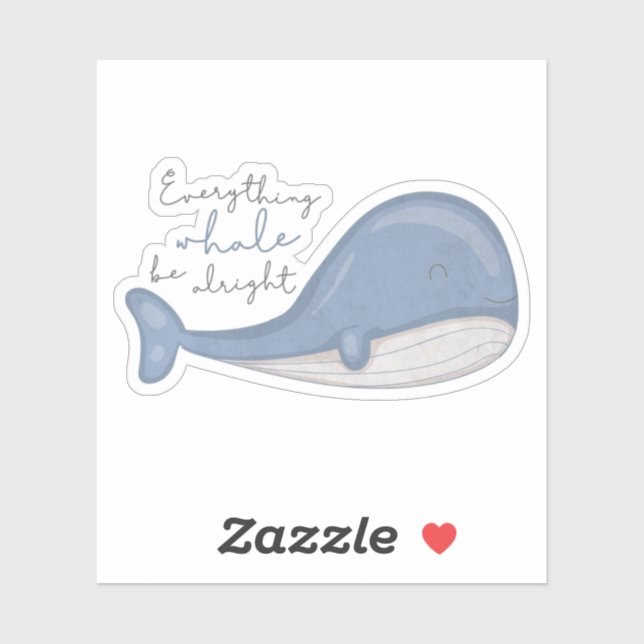 Pegatina Pun de animales marinos: Todo está bien (Hoja)