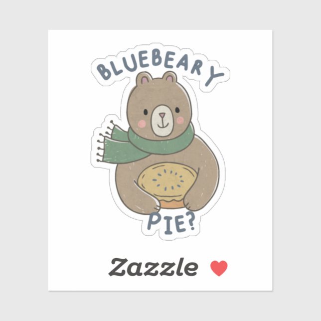 Pegatina Pun de oso lindo: ¿Pie azul? (Hoja)