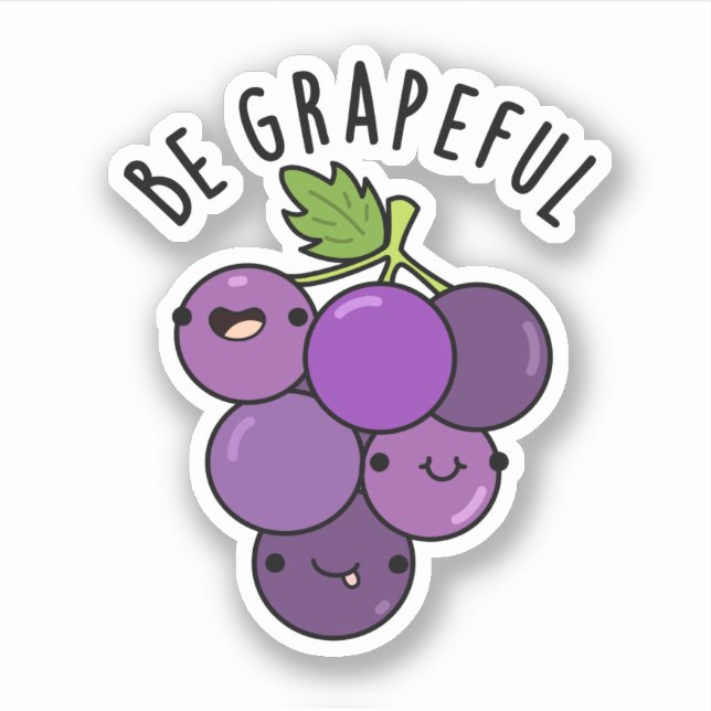 Pegatina Pun de uva Grapeful positivo (Anverso)
