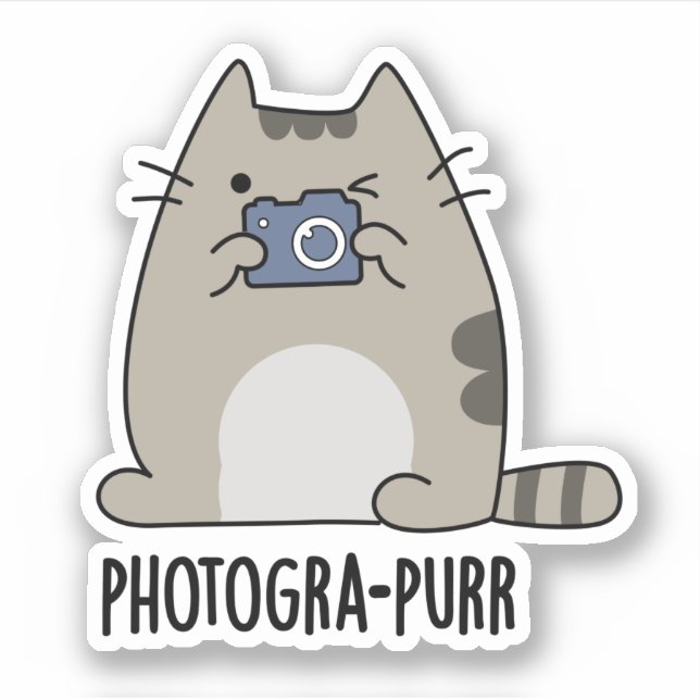 Pegatina Pun, fotógrafo de gato gracioso de Photogra-purr (Anverso)